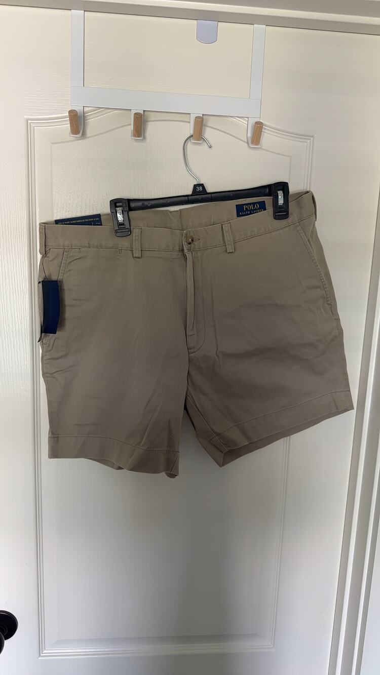 Ralph Lauren Mens Shorts Hudson Classic Fit Tan Black